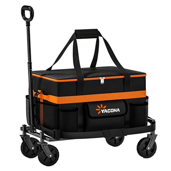 Yacona 100-Cans Large Rolling Cooler, Leakproof Soft Coolers with Wheels and Handle, Detachable Wheeled Cooler for Camping, Black
