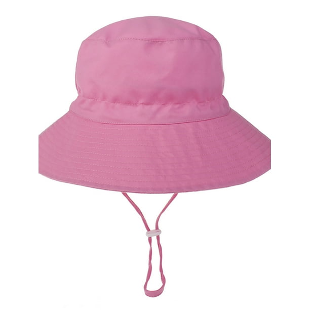 Itfabs Baby Girls' Bucket Hat, Casual Sun Protection Wide Brim Fishman Cap With Chin Strap Pink S