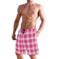 thumbnail image 2 of Dailycode Men's Quick Dry Swim Trunks Beach Shorts Casual Summer Board Shorts with Pockets, Pink White Plaid, 2 of 8