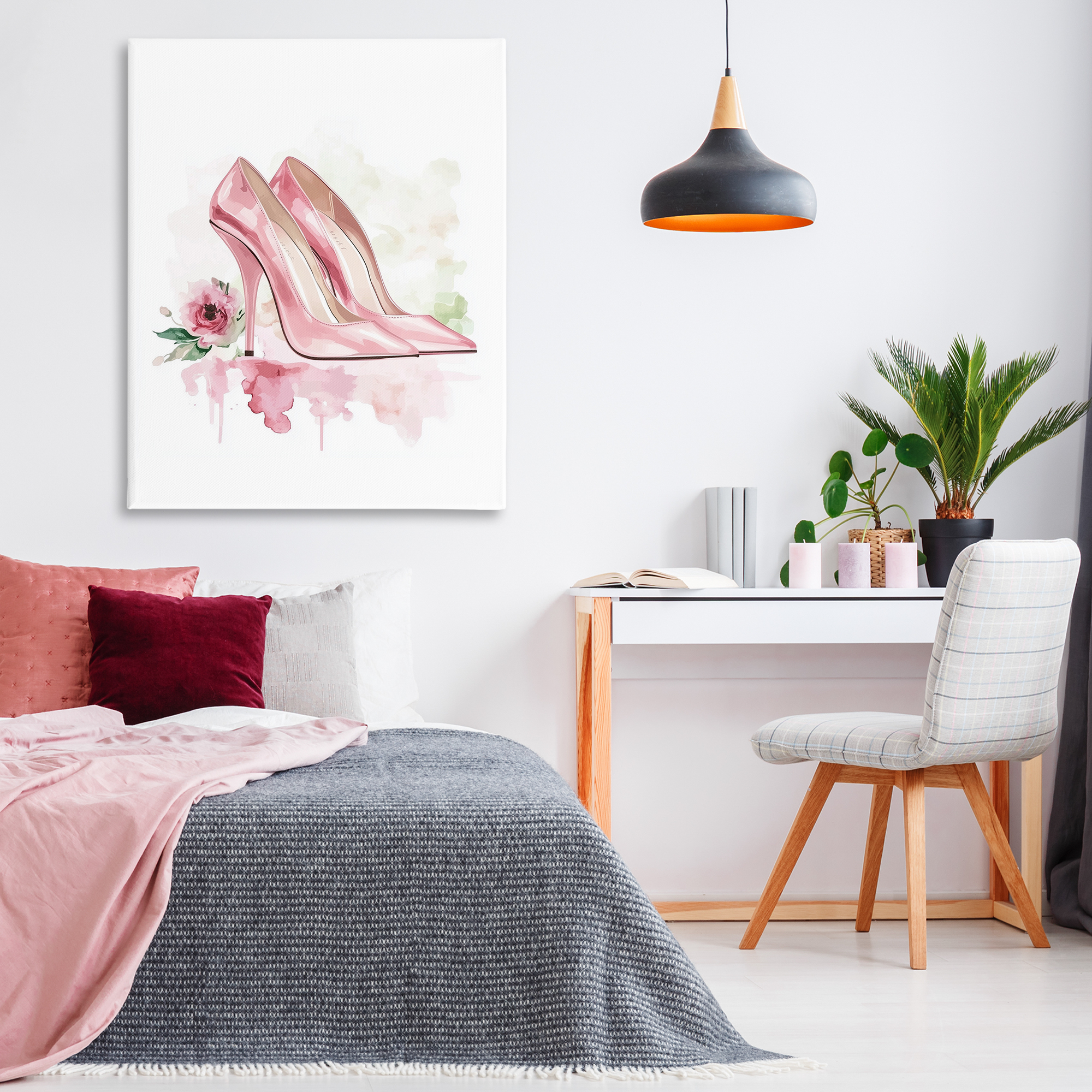 Rosy Pastel Heels Canvas Wall Art, design by Christine Simpson Art