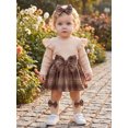 thumbnail image 3 of RUINIXCW Newborn Baby Girl Fall Winter Outfit Ribbed Plaid Romper Dress Infant Baby Girl Clothes Ruffles Long Sleeve Bodysuit Jumpsuit Headband Socks Set, 3 of 7