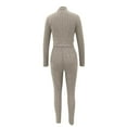 thumbnail image 5 of Lovskoo 2024 Long Sleeve Track Suits for Women Set Trendy High Elastic Solid Color Pants Two Piece Set Jogger Lounge Sets Khaki XL, 5 of 9