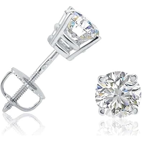 1 Ct Round Cut Diamond Stud Earrings for Women 14k White Gold