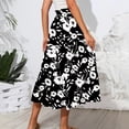 thumbnail image 5 of Women’s Floral Print Midi Skirt with Pockets A-Line High Waist Elastic Waistband Lightweight Casual Skirt for Summer Dark Gray S, 5 of 5