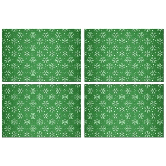 Premium Christmas Placemats 12x17 Inch Set of 4, Waterproof Table Mats - Winter Deer Snowflake Design for Kitchen Dining Holiday Use
