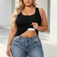 thumbnail image 5 of Loopsun Women Summer Tank Top Round Neck Sleeveless Ribbed Knit Built In Pad Plus Size Solid Tops, 5 of 5