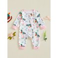 thumbnail image 4 of RUINIXCW Newborn Baby Girl Hospital Going Home Outfit Infant Baby Girl Spring Fall Winter Clothes Duck Mallard Romper Waffled Long Sleeve Zip Jumpsuit, 4 of 8