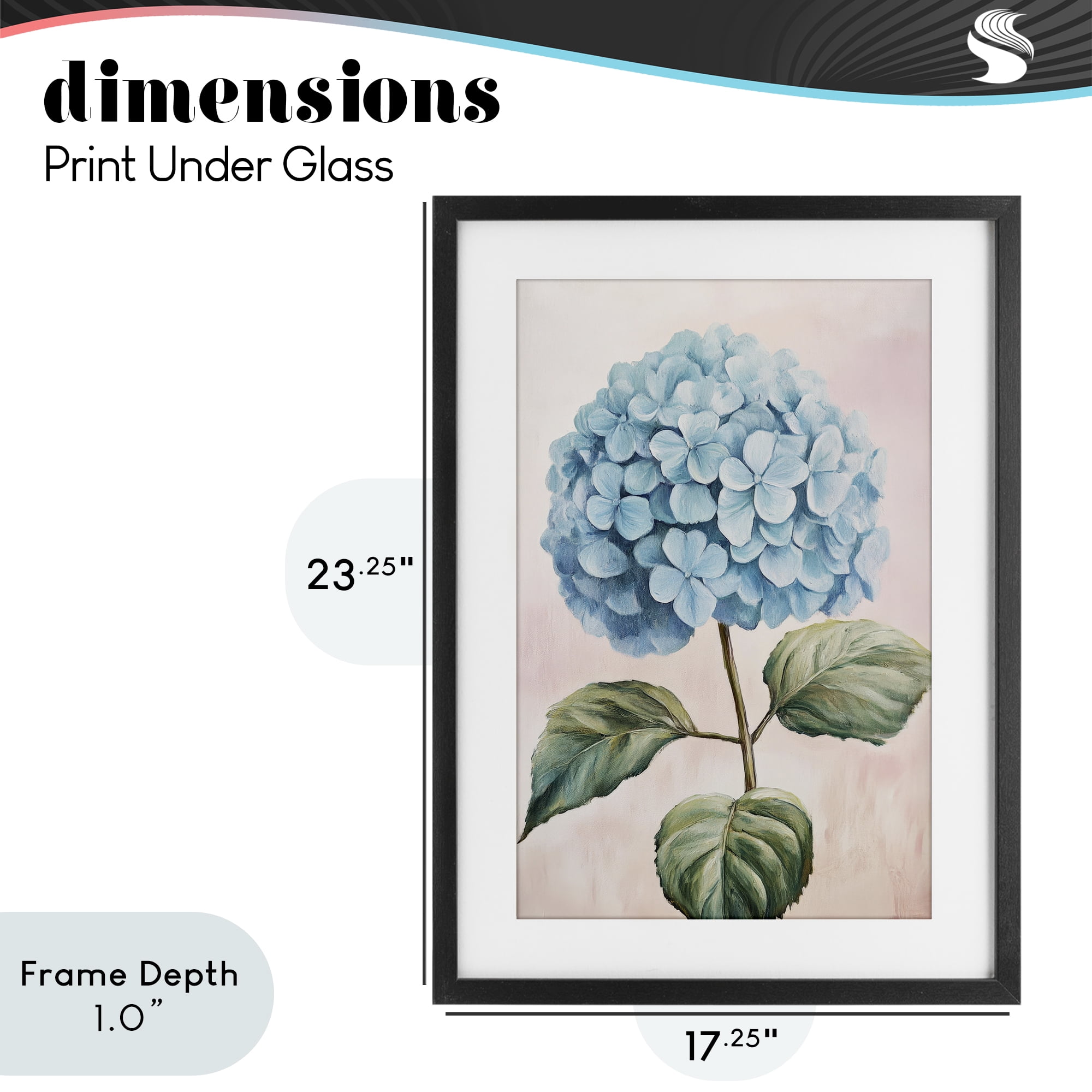 Stupell Industries Delicate Baby Blue Hydrangea Black Framed Print Under Glass, design by Petal Prints Design