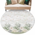 thumbnail image 2 of Seahorse Coral Shell Round Living Room Rugs 8 ft, Starfish Ocean Wave Washable Large Area Rug with Non-Slip Sturdy Edge Binding Round Carpet for Dining Room Kitchen Office, 2 of 9