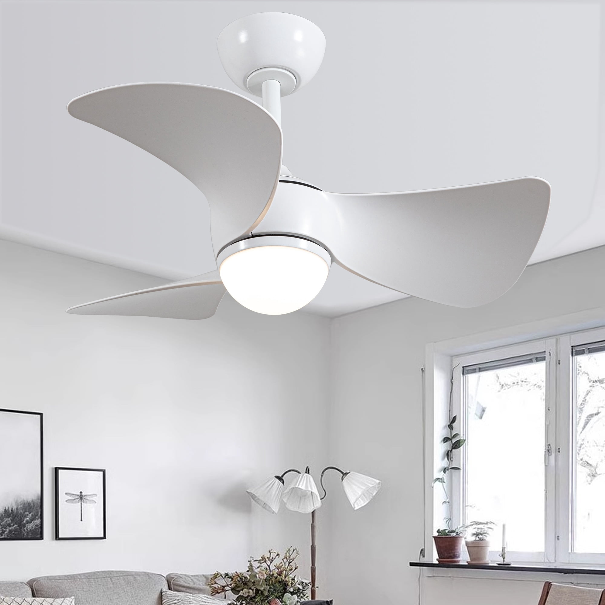 Orla 29.9 in. 1-Light Indoor White Finish Ceiling Fan with Light Kit