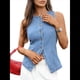thumbnail image 1 of Chaleco Vaquero Elástico Sin Mangas para Mujer, con Botones y Cuello Redondo, Informal, Estilo Western para Verano Azul XL, 1 of 10