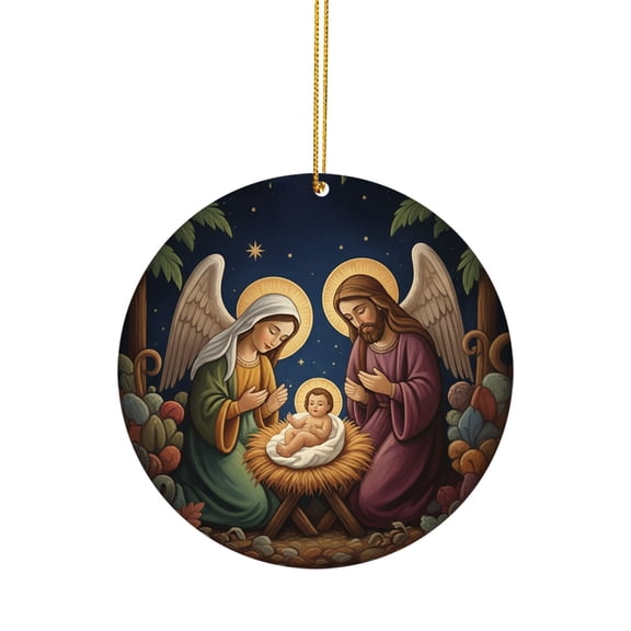 Christmas Nativity Ornament Round Signboard, Virgin Mary Blessed Mother Ornament Christmas Tree Decor, Catholic Christmas Ornaments, Christian Decor Jesus Birth Ornaments,Xmas Stocking Stuffers
