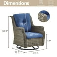thumbnail image 2 of OPOHORO Outdoor Swivel Glider Chairs Set of 2, Weather Resistant Gray Wicker Patio Furniture Swivel Chairs Ideal for Porch Deck Balcony, Blue Cushion, 2 of 6