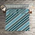 thumbnail image 2 of Ambesonne Striped Quilted Coverlet 3 Pcs, Grey and Blue Diagonal, King Size, White Grey Navy, 2 of 2