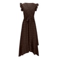 thumbnail image 4 of Xunlbb New Trendy Women's Dresses Women's Casual Solid Color Embroidered Lace Cuffs V-neck Dress Size S-2XL Holiday Party, 4 of 6