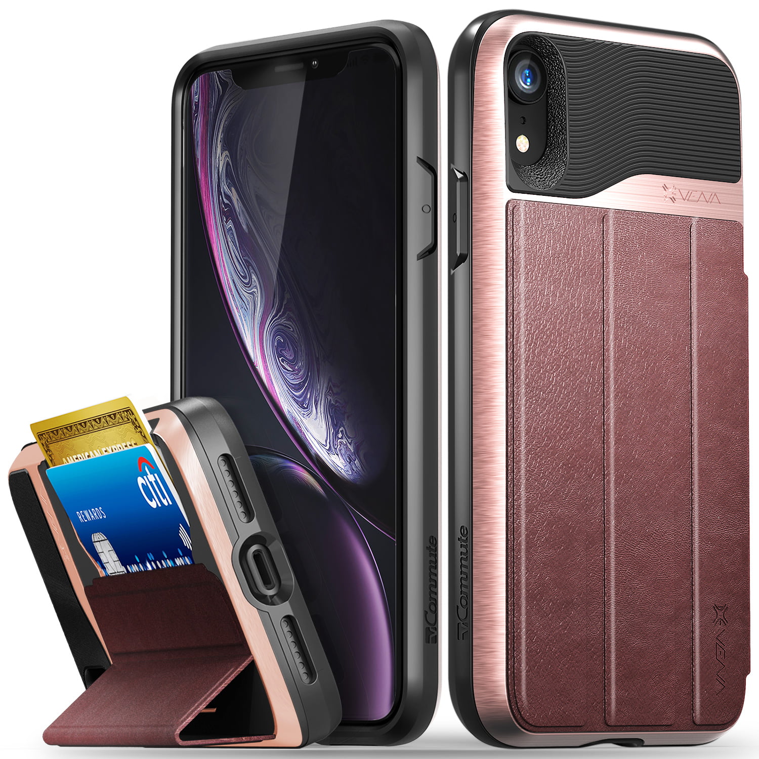 Vena iPhone XR Wallet Case, Flip Leather Cover Card Slot Holder with Kickstand for Apple iPhone ...
