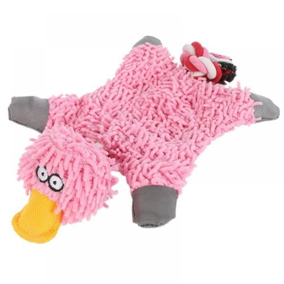 Stuffless Dog Toys for Puppy, Crinkle Squeaky Dog Chew Toys Duck Plush Dog Toy with Rope Knots for Dogs