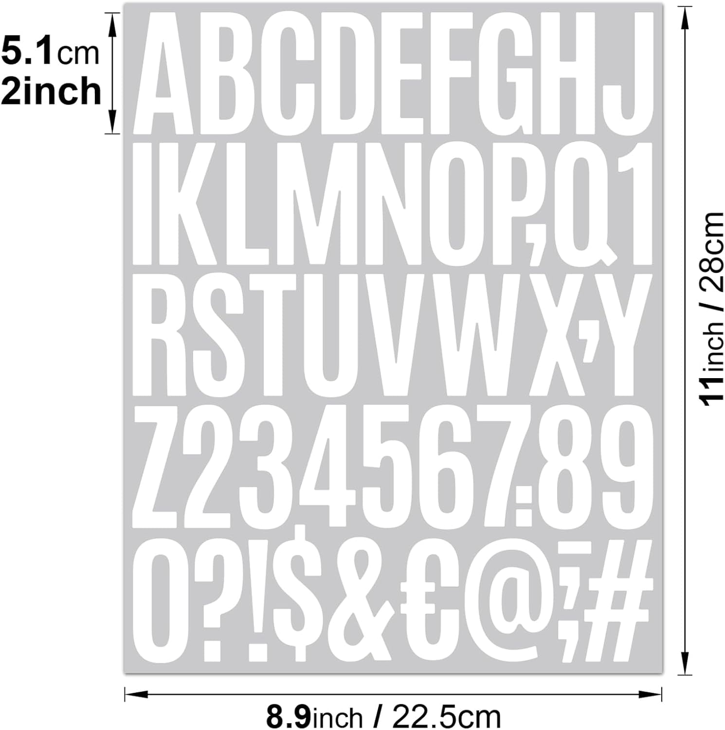 1000 Pcs 2 Inch Waterproof Letter Stickers - Self-Adhesive Vinyl Includes 20 Sheets of Alphabet, Numbers & Symbols for Mailbox, Door, Window, Address, Business Signs, Vehicles & More (White)