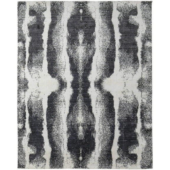 8' X 10' Black and Gray Abstract Hand Woven Area Rug
