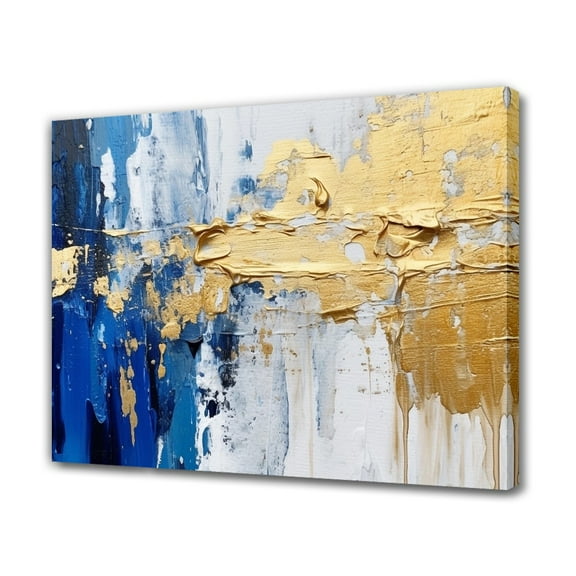Colorful Abstract Background Painting Featuring Blue And Gold Hues Canvas Poster Bedroom Decor Sports Landscape Office Room Decor Gift,Frame-style,08x12inch(20x30cm)