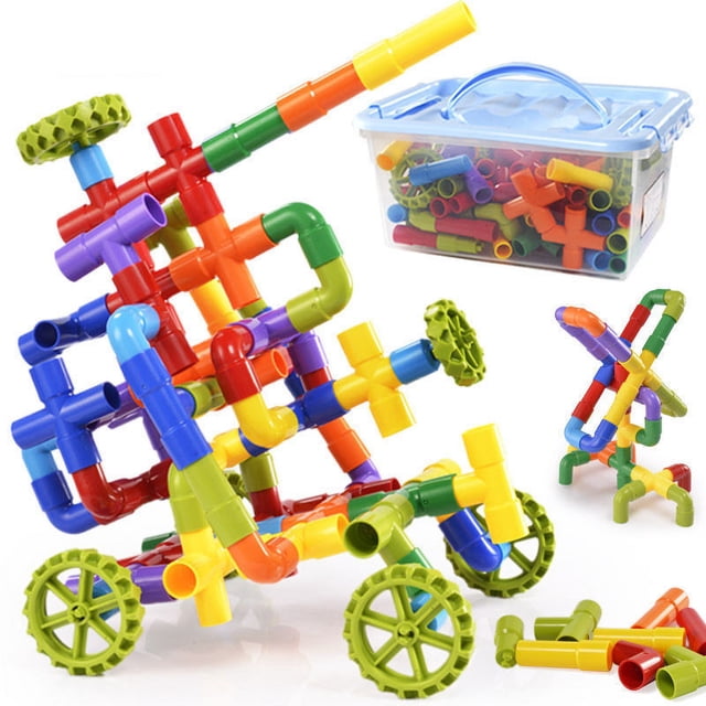 Bloques de construcción de tuberías de agua para niños, juguetes de ensamblaje, ensamblaje de plástico para niños de 3, 4 y 6 años, ensamblaje educativo para niños de 7 años
