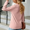 thumbnail image 4 of IROINNID On Sale Women's Long Sleeve V-Neck Shirts Comfortable Autumn/Winter Solid Color V-Neck Button-Up Loose Long Sleeve T-Shirt Top Long Sleeve V-Neck Top/Shirt,Hot Pink, 4 of 4