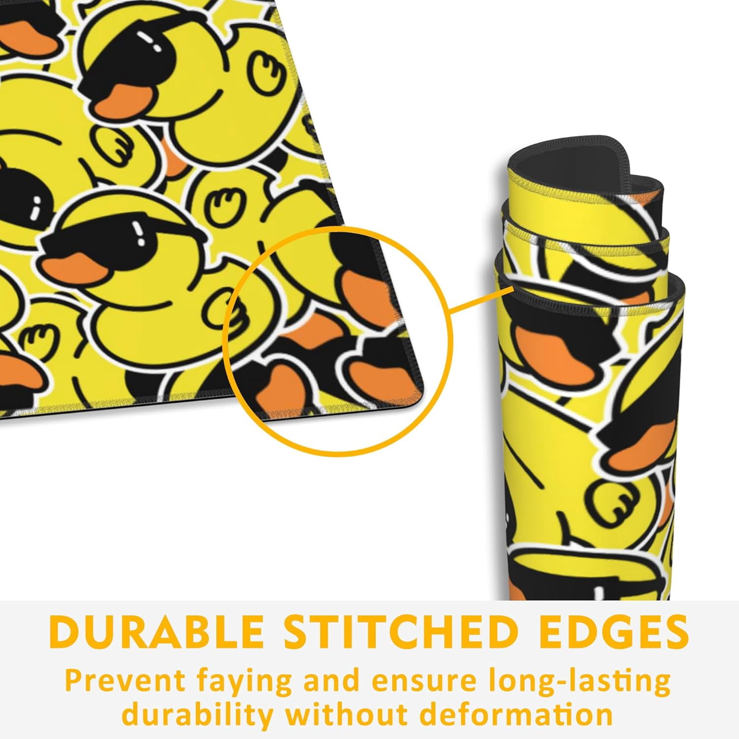 Gaming Mouse Pad,Kawaii Cute Yellow Duck Desk Pad,31.5""X15.7"" Extended Gaming Mouse Pad Mat with Stitched Edge Non-Slip Base Big Mouse Pad for Office Keyboard Laptop, Large, WDQ-D08