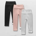 thumbnail image 2 of MKOSPLRT 3 Pack Toddler Girl Fleece Lined Leggings Size 2-9 Years High Waist Stretch Leggings Solid Slim Fit Warm Leggings Comfy Sleeppants, 2 of 4