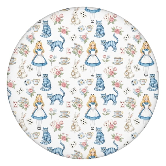 Princess Pattern Round Fitted Tablecloth with Elastic Edge,Dining Table Cover Waterproof,Outdoor Round Tablecloth for Camping,Dining,Indoor and Outdoor