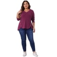 thumbnail image 3 of DARING DIVA Women's Plus Size Long Sleeve Button Side Swing Blouses 1X Fuchsia, 3 of 6