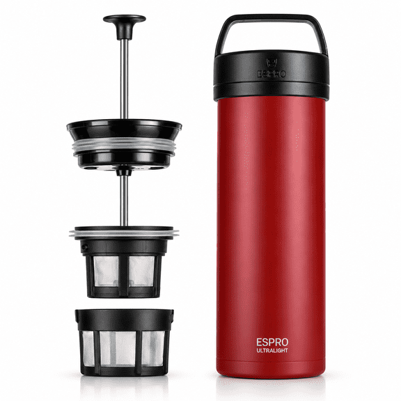 ESPRO Go P0 Ultralight French Press Coffee Maker, Cranberry 16 Ounces