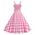 thumbnail image 4 of Nxznwn Vintage Dress for Women 1950s Cocktail Tea Party Swing Dress 50's 60's Retro Plaid Sleeveless A-Line Rockabilly Midi Dress, 4 of 8