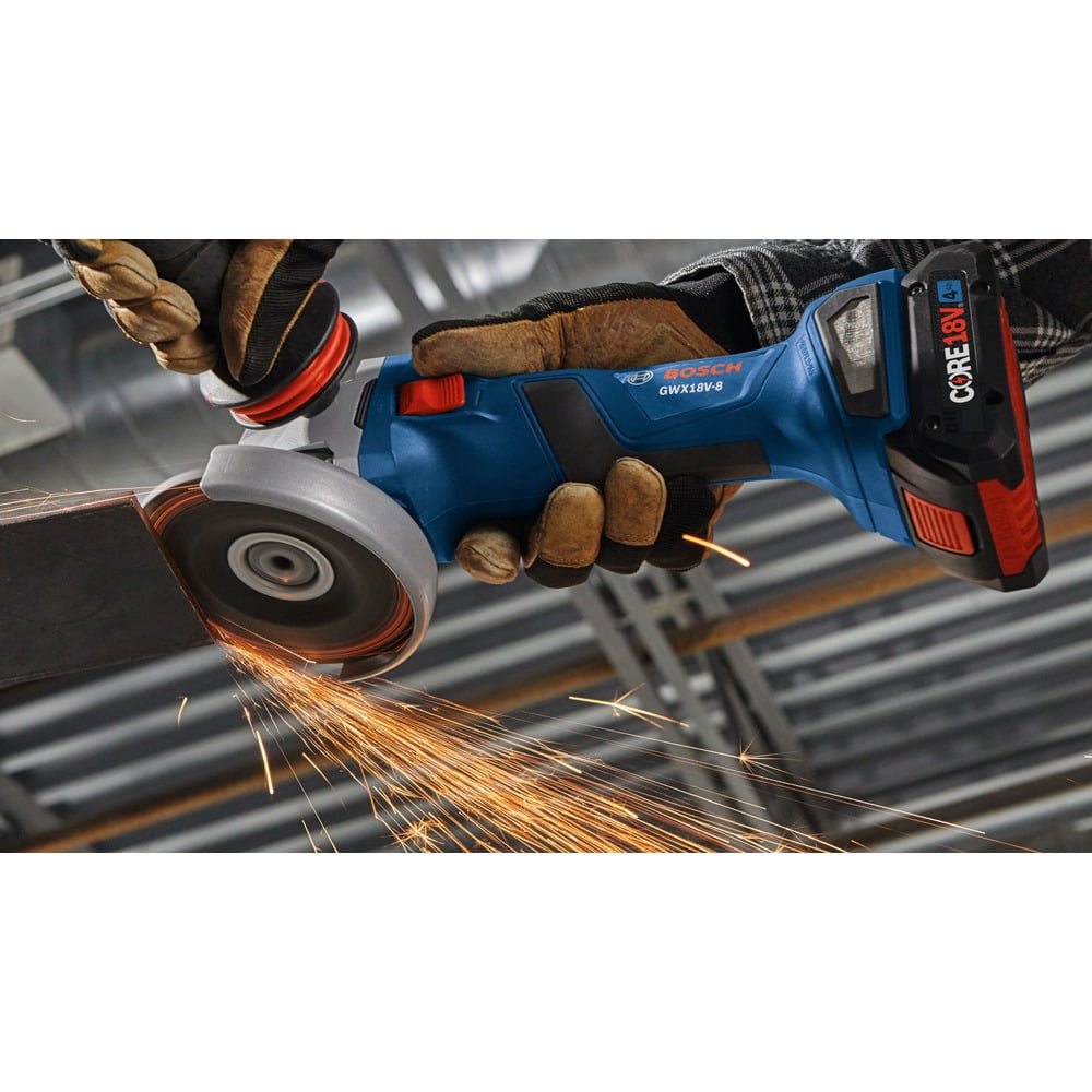 Restored Bosch GWX18V-8B15-RT 18V Lithium-Ion Brushless 4-1/2 in. Cordless X-LOCK Angle Grinder Kit (4 Ah) (Refurbished)