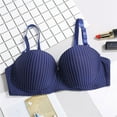 thumbnail image 2 of Wuffmeow Ladies Sexy Bra Striped Gathered Steel Ring Push High Seamless Massage Thin Underwear, 2 of 3