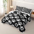 thumbnail image 3 of Homewish White Dog Paw Prints Quilt Full,Black Full Bedspread Sets,3 Pieces, 3 of 7