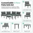 thumbnail image 5 of Upgrade Patio Furniture Set, Seizeen 6-Piece Half-Moon Patio Sofa Set, Modular Outdoor Sectional with 2 Round High-Low Coffee Tables, PE Wicker & Aluminum Frame, Tempered Glass Top, Cushions & Pillow, 5 of 9