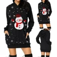 thumbnail image 1 of Vestido de Navidad de manga larga para mujer, minivestido informal con capucha para Fiesta y vacaciones, talla grande, 1 of 5