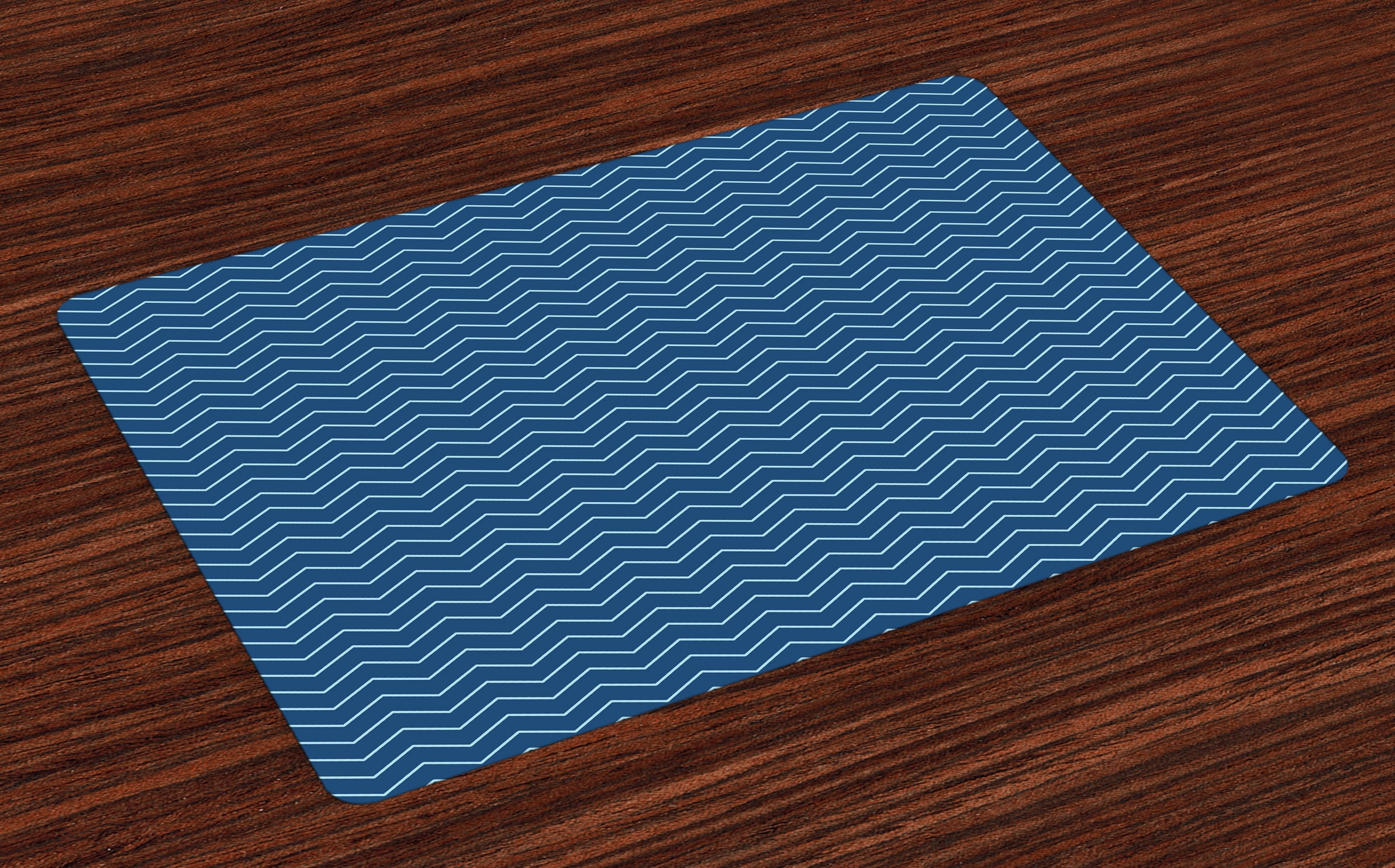 Navy Blue Placemats Set of 4 Horizontal Zigzags Chevron Pattern in