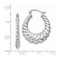 thumbnail image 3 of Real 14kt White Gold Polished Scalloped Hoop Earrings; for Adults and Teens; for Women and Men, 3 of 3