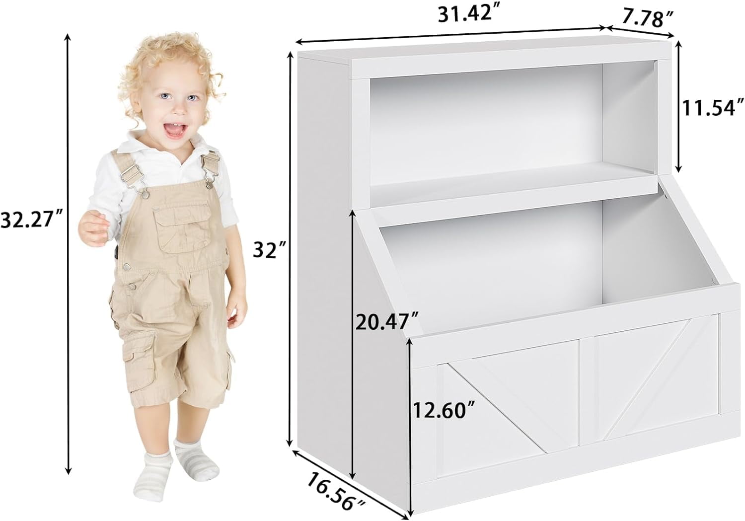 TROPOW Kids Bookshelf and Toy Storage, Wooden Toddler Bookcase Cabinet With Storage Organizer, Children's Large Cubbies for Playroom Bedroom Nursery Classroom School Kindergarten Daycare