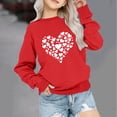 thumbnail image 1 of Milgrthf Chemise de la Saint-Valentin pour Femmes Imprimé Cœur Graphique Manches Longues Coupe Ample Chandail Blouse Col Rond Chandail en Molleton Rouge 4 Ans, 1 of 4