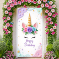 thumbnail image 5 of Colorful Design Happy Birthday Banner Floral Unicorn Decoration Glitter Gold Theme for Celebration Kids Party Indoor, 5 of 7