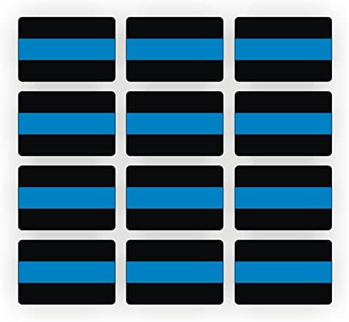 Police Thin Blue Line Decals / Stickers / Hard Hat Helmet Window Laptop | Size: 1.5" x 2" | 12-Pack