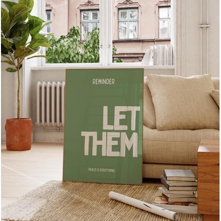 Let Them Quote Motivational Inspirational Sage Green Typography Poster, Unframed Size 8x12