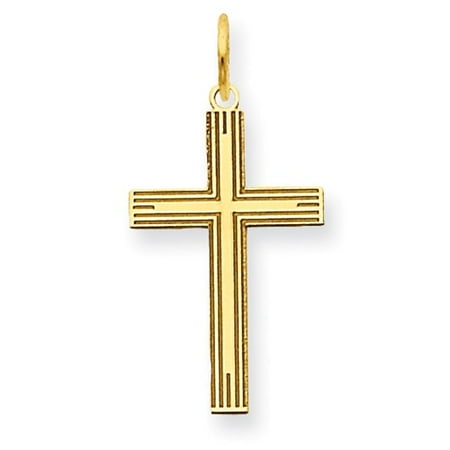 14k Yellow Gold Laser Designed Latin Cross Pendant