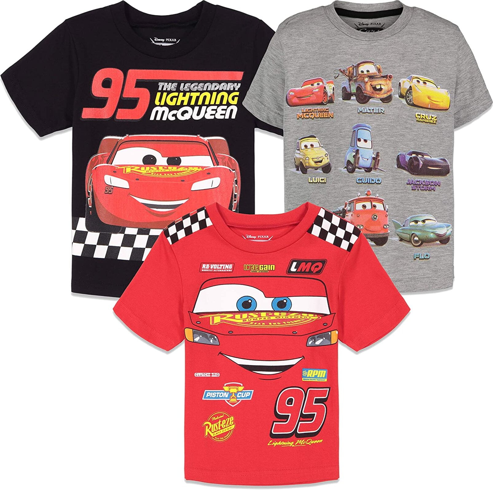 Disney Cars Boy's 2 Pack Lightning McQueen Tee Shirt and Shorts Set 