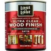 Absolute Coatings 13104 Last-N-Last Ultra Clear Waterbourne Wood Finish Satin Quart, Each
