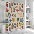 thumbnail image 6 of Flamingo Bathroom Shower Curtains with 12 Hooks Polyester Waterproof Shower Curtain for Stalls and Bathtubs Tropical Coconut Leaf Watermelon Lemon Starfish Decorative Bathroom Curtain 36x72 Inches, 6 of 9