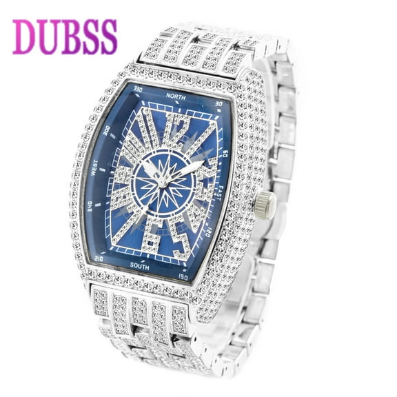 Bubble Letter STAR SKY COMPASS DIAL BLING Man ICED OUT WATCH Relogio Masculio