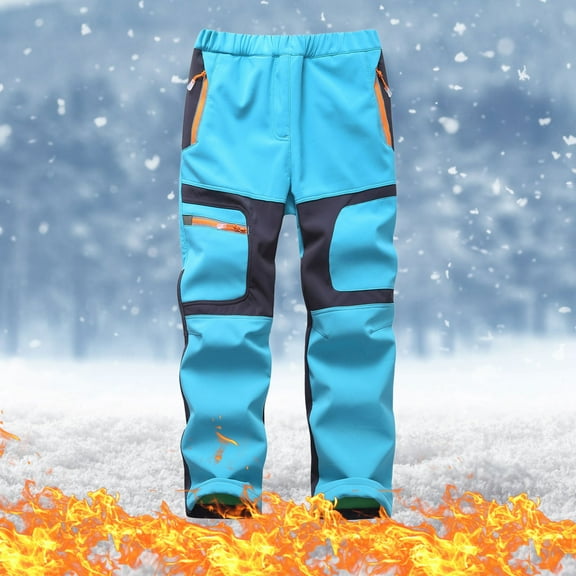 uublik Kids Sweatpants Keep Warm Soft Fleece Lined Waterproof Outdoor Snow Pants for Boys Girls